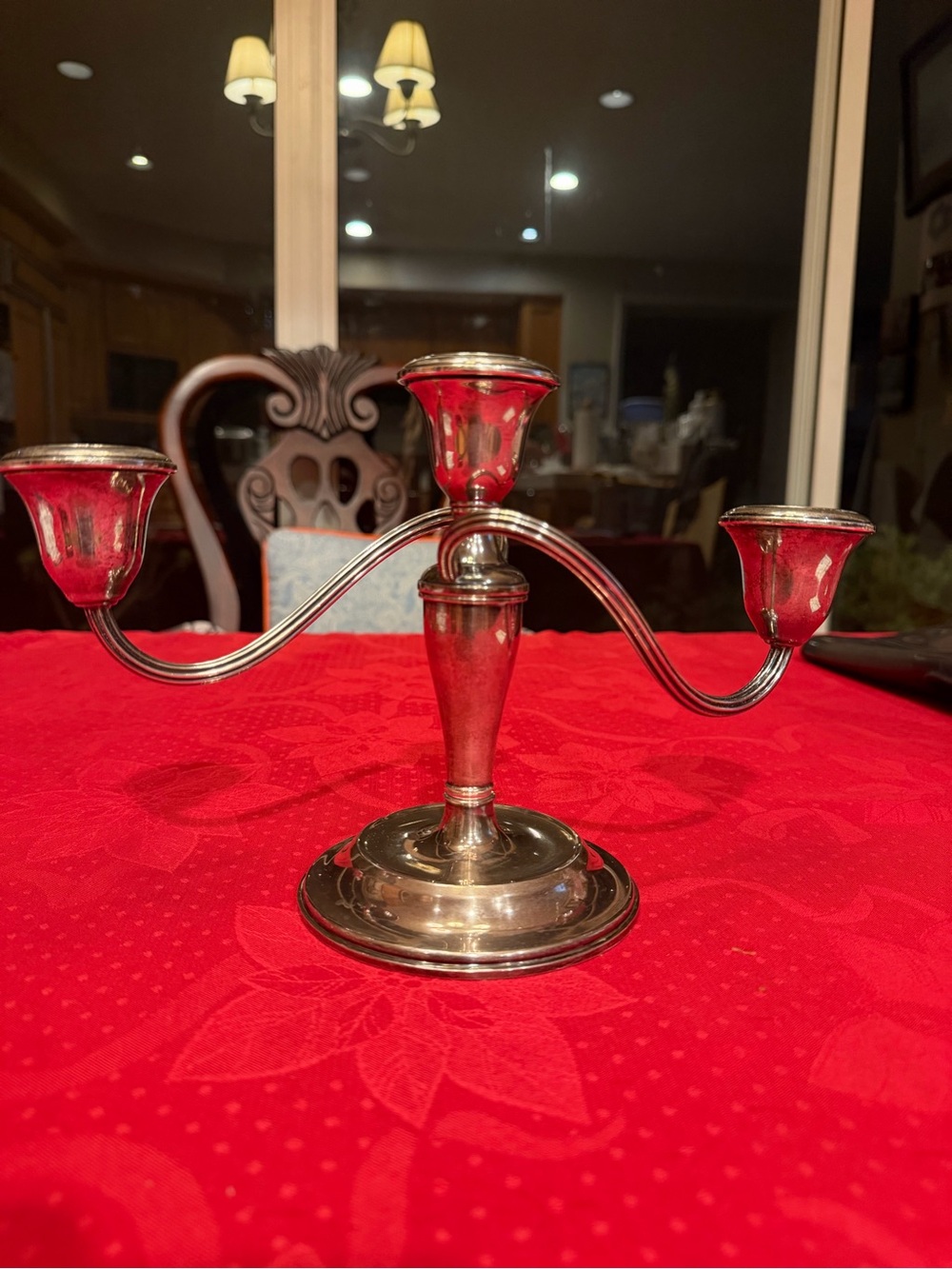 Gorham Sterling Silver 3 pieces weighted 3-Arm Candelabra Candle Holder